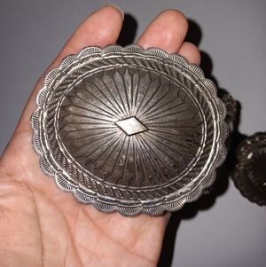 Alfred Martinez Mens Concho Sterling Silver Leather Belt Size Large